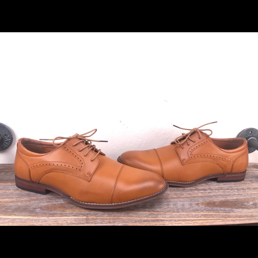 Vostey Captoe Brogue Derby Brown Dress Shoes